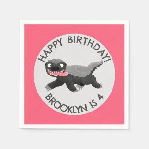 Personalized honey badger cartoon birthday napkin