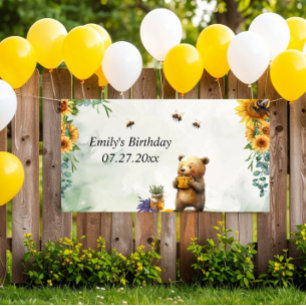 Personalized Honey Bear Birthday  Banner