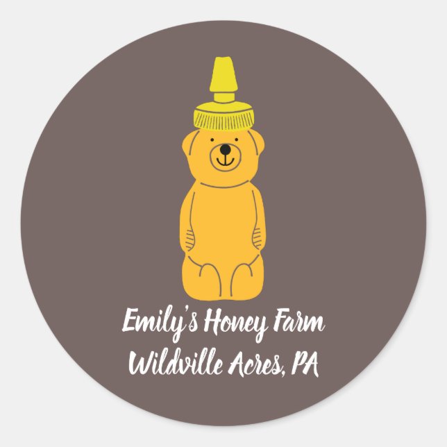 Personalized Honey Bear Bottle Beekeepers Apiaries Classic Round Sticker (Front)