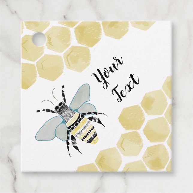 Personalized Honey Bee Favour or Gift Tag (Front)
