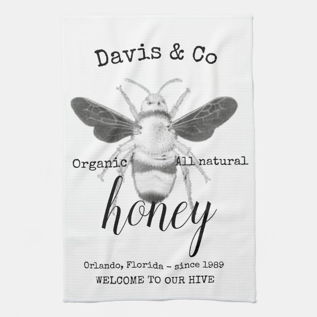 Personalized Honey Bee Kitchen Towel (Vertical)