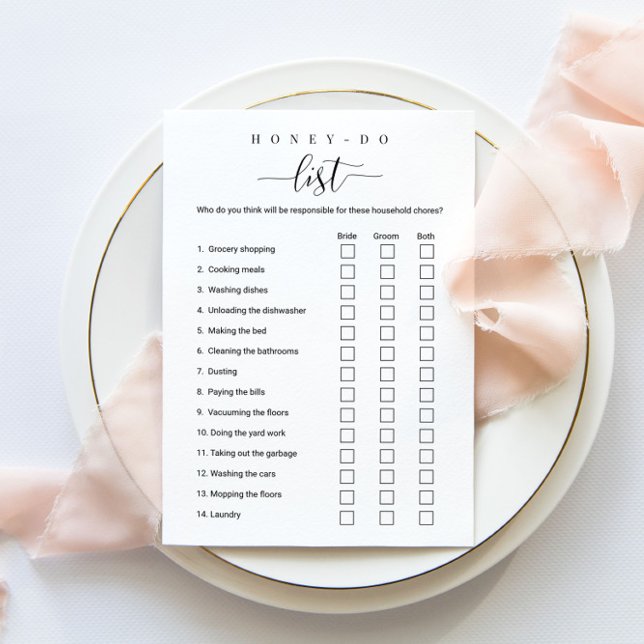 Personalized Honey Do List Bridal Shower Game Invitation (Creator Uploaded)