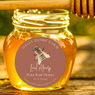 Personalized Honey Jar Bee Apiary Business  Classic Round Sticker