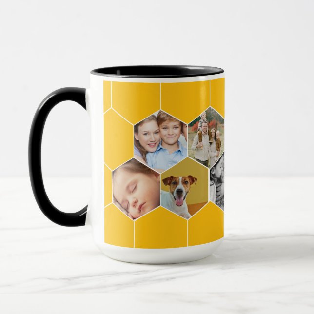 Personalized Honeycomb Family & Pet Photo Mug (Left)