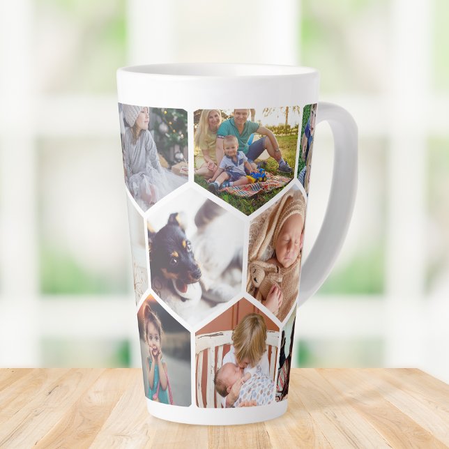 Personalized Honeycomb Family Photos Custom Latte Mug (Honeycomb Family Mug: A Creative Way to Display Your Memories)