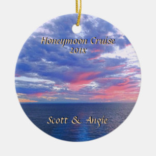 Personalized Honeymoon Cruise Newlyweds Photo Ceramic Ornament
