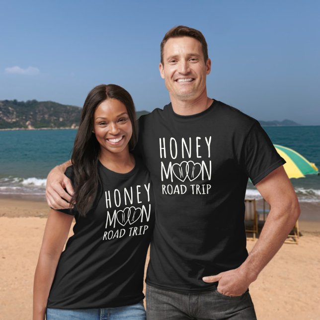 Personalized Honeymoon Road Trip | Light on Dark T-Shirt (Creator Uploaded)