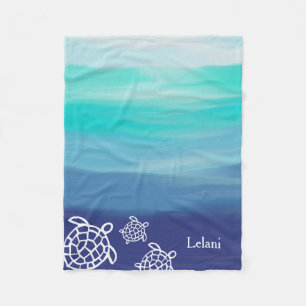 Personalized Honu Sea Turtles Ocean Waters Fleece Blanket