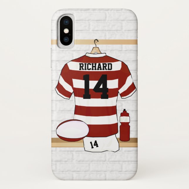 Personalized Hooped Rugby Jersey in Locker Room Case-Mate iPhone Case (Back)