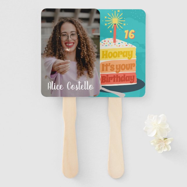 Personalized Hooray It's Your Birthday Fan Faces  (Front and Back)