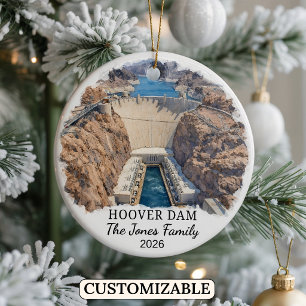 Personalized Hoover Dam Ornament, Custom Arizona Ceramic Ornament