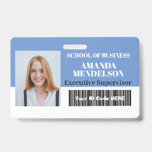 Personalized horizontal staff photo ID tag barcode Badge