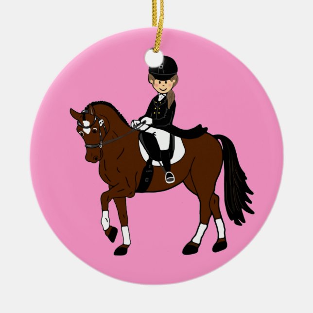 Personalized Horse and Rider Dressage Accessory Ceramic Ornament (Front)