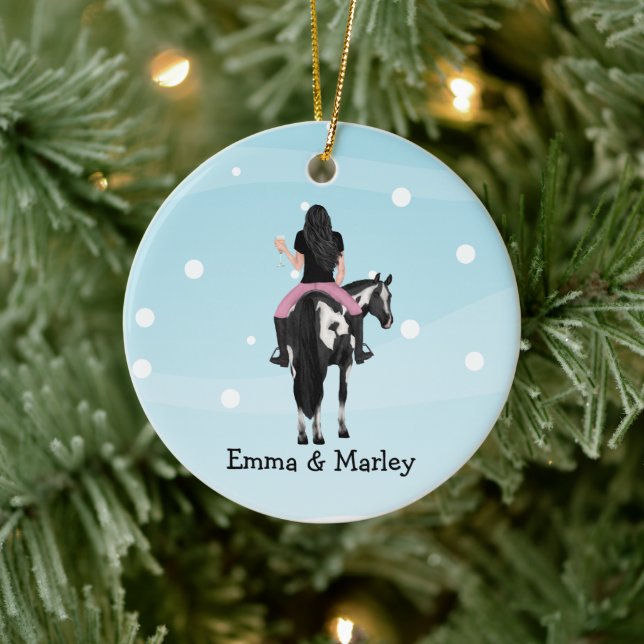 Personalized Horse Christmas, Customizable Horse  Ceramic Ornament (Tree)