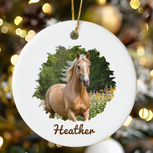 Personalized Horse Christmas Gift for Horse Lover Ceramic Ornament
