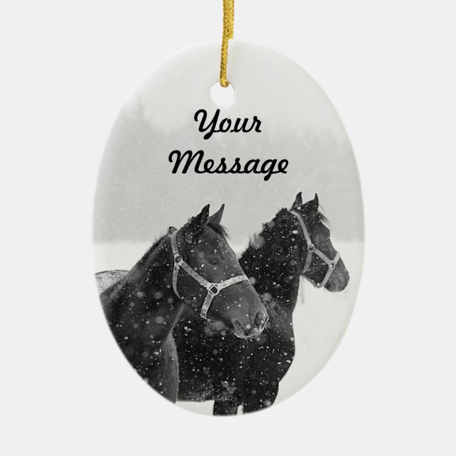 Personalized Horse Christmas Gift Holiday Ornament (Front)