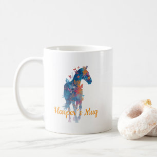 Personalized Horse Floral Butterfly Mug