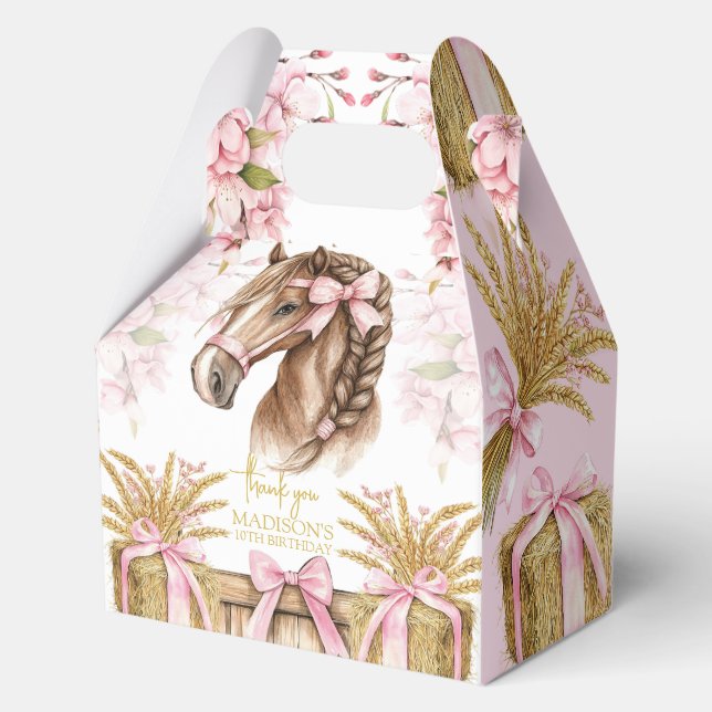 Personalized Horse Gift Girly Blush Pink Favor Box (Front)