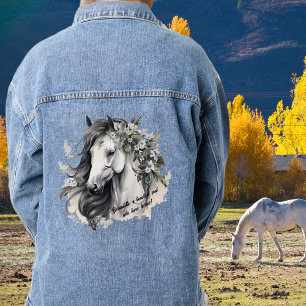 Personalized Horse Lover Name with Text Denim Jacket
