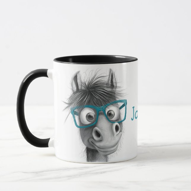 Personalized Horse Mug with Black Handle (Left)