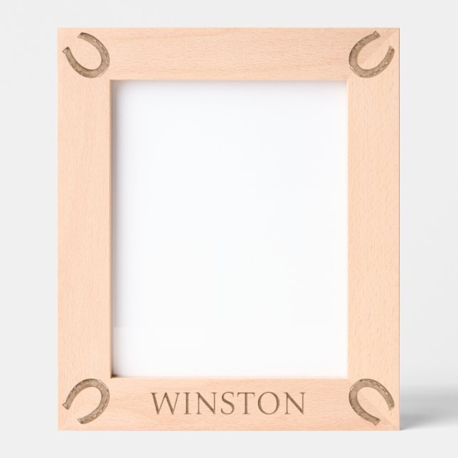 Personalized Horse Name Equestrian Horseshoe Etched Frames (Front)