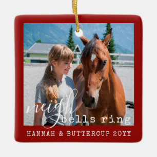 Personalized Horse Photo Cute Neigh Bells Ring Ce Ceramic Ornament