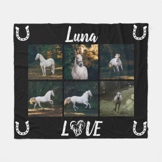 Personalized Horse Photo Equestrian Fleece Blanket