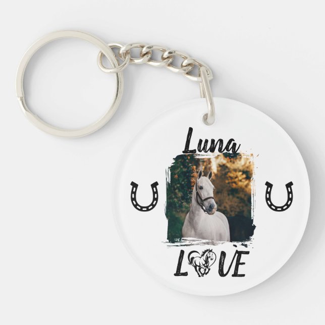 Personalized Horse Photo Equestrian Keychain (Front)
