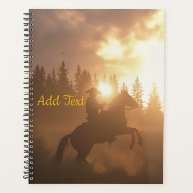 Personalized Horse Photo Equine Sunset Cowboy Planner (Front)