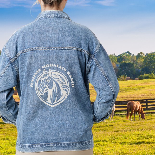 Personalized Horse Ranch Farm Name Logo Denim Jacket (Creator Uploaded)