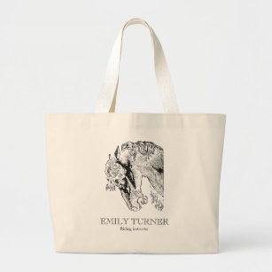 Personalized horse riding instructor large tote bag
