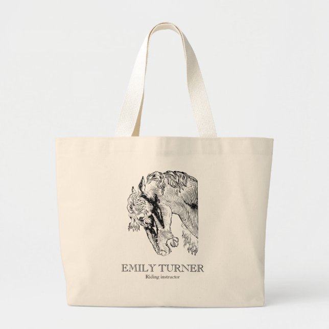 Personalized horse riding instructor large tote bag (Front)
