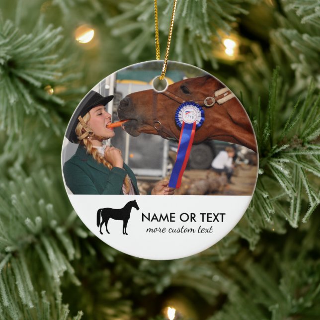 Personalized Horse Riding Photo Equestrian Ceramic Ornament (Tree)