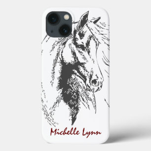 Personalized Horse Sketch iPhone 13 Case