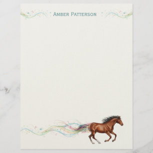 Personalized Horse Stationery Brown Horse & Music