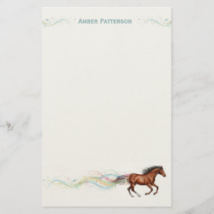 Personalized Horse Stationery Brown Horse & Music
