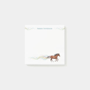 Personalized Horse Stationery Brown Horse & Music Post-it Notes