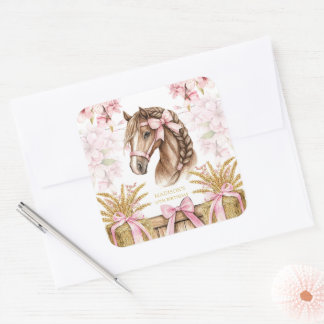 Personalized Horse Sticker – Blush Pink