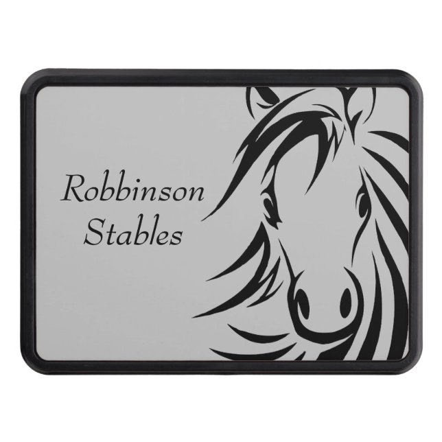 Personalized Horse Trailer Hitch Cover Grey (Front)