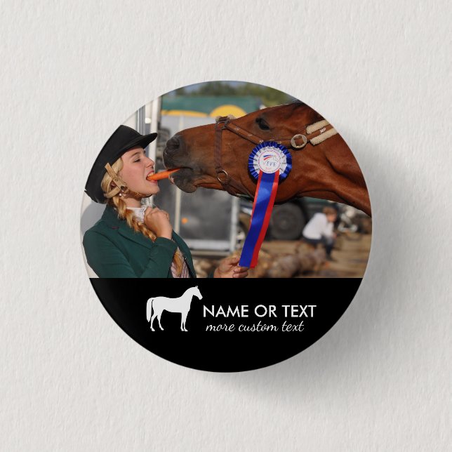 Personalized Horseback Riding Equestrian Photo 1 Inch Round Button (Front)