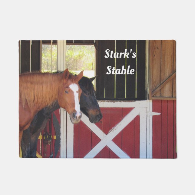 Personalized Horses at Stable Doormat (Front)