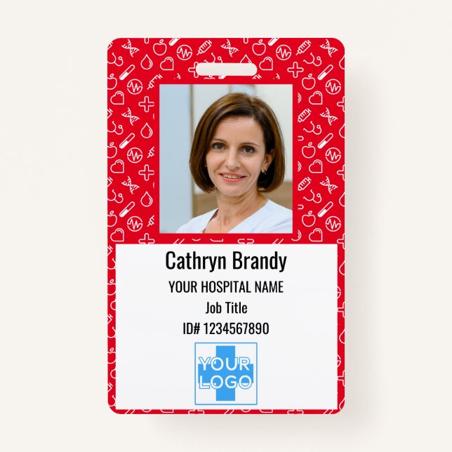 Personalized Hospital Employee ID, Photo and Name Badge (Front)