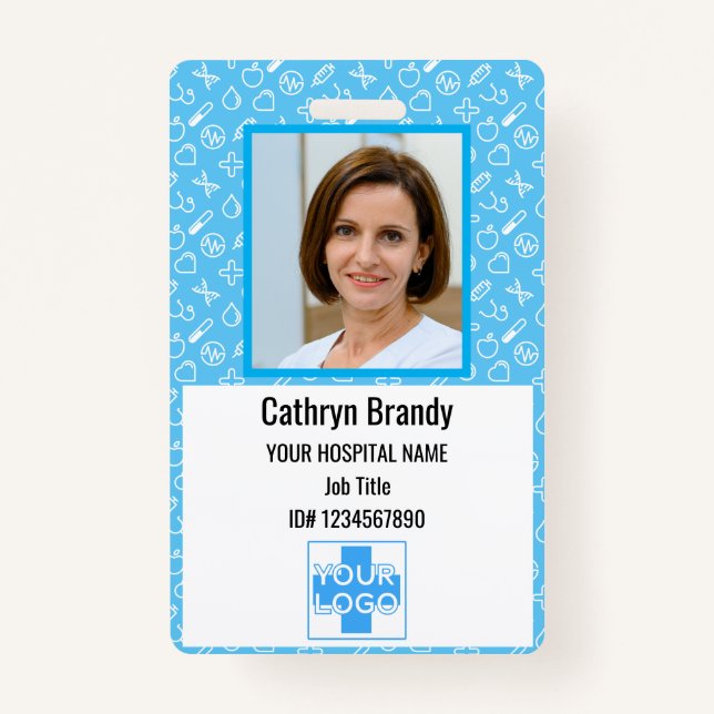 Personalized Hospital Employee ID, Photo and Name Badge (Front)