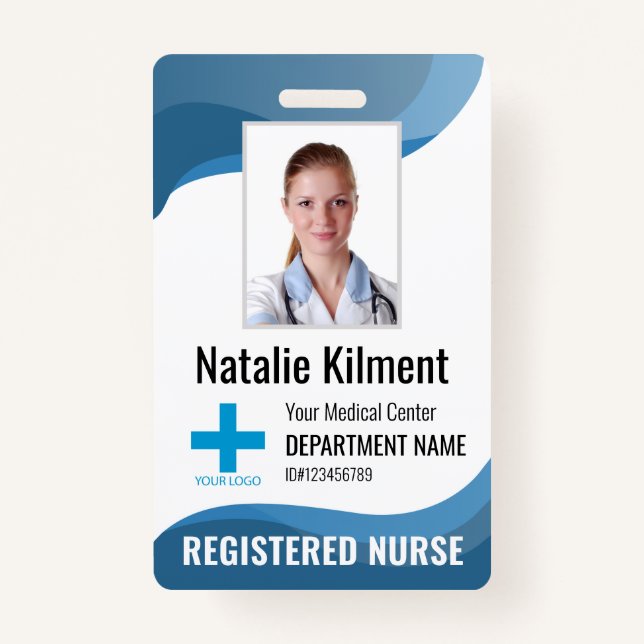 Personalized Hospital Employee Logo Photo and ID Badge (Front)