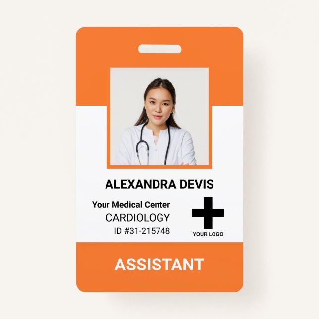 Personalized Hospital Employee Logo & Photo Badge (Front)