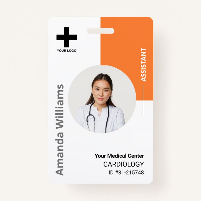Personalized Hospital Employee Logo & Photo  Badge (Front)
