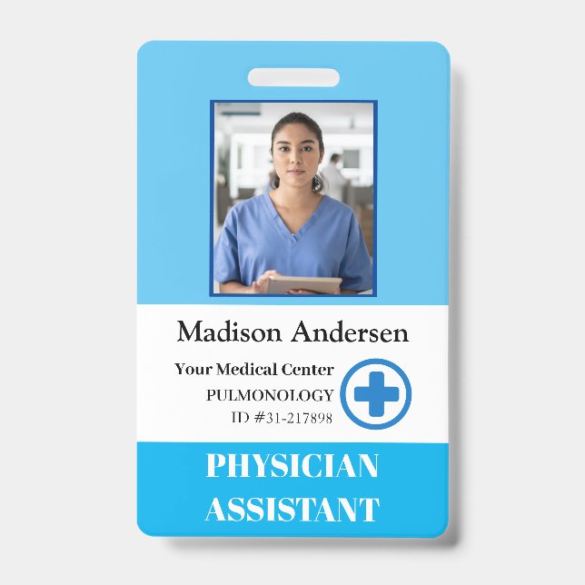 Personalized Hospital Employee Logo & Photo Badge (Front)