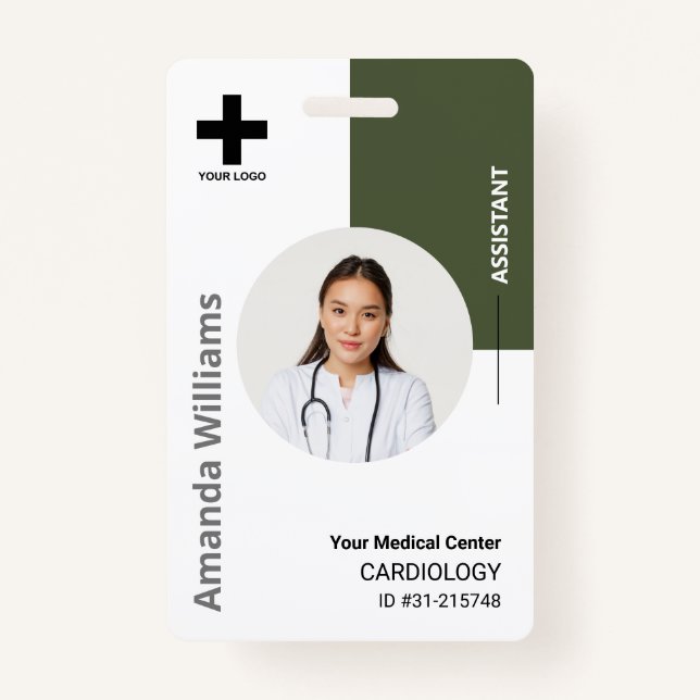Personalized Hospital Employee Logo & Photo Badge (Front)