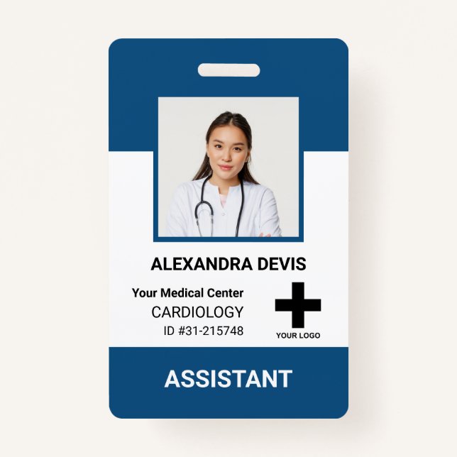 Personalized Hospital Employee Logo & Photo Badge (Front)