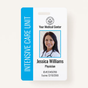 Personalized Hospital Employee Logo Photo Blue ID Badge